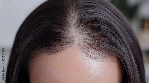 Close-up of hairline before and after a transplant, highlighting noticeable improvements in hair density and coverage over the treatment area photo