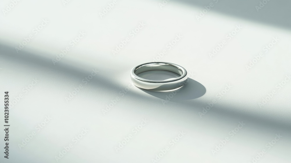 Elegant Silver Ring on a Minimalist Surface Elegant Silver Ring on a Minimalist Surface