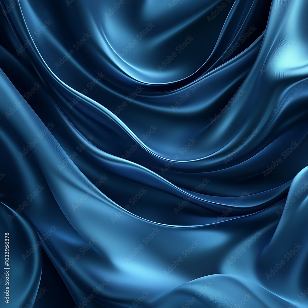 A close-up of flowing blue fabric, showcasing smooth textures and elegant folds.