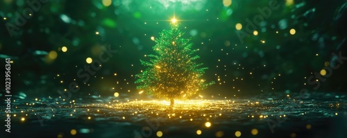 Wallpaper Mural Enchanted christmas tree with glowing lights amidst a magical forest atmosphere Torontodigital.ca