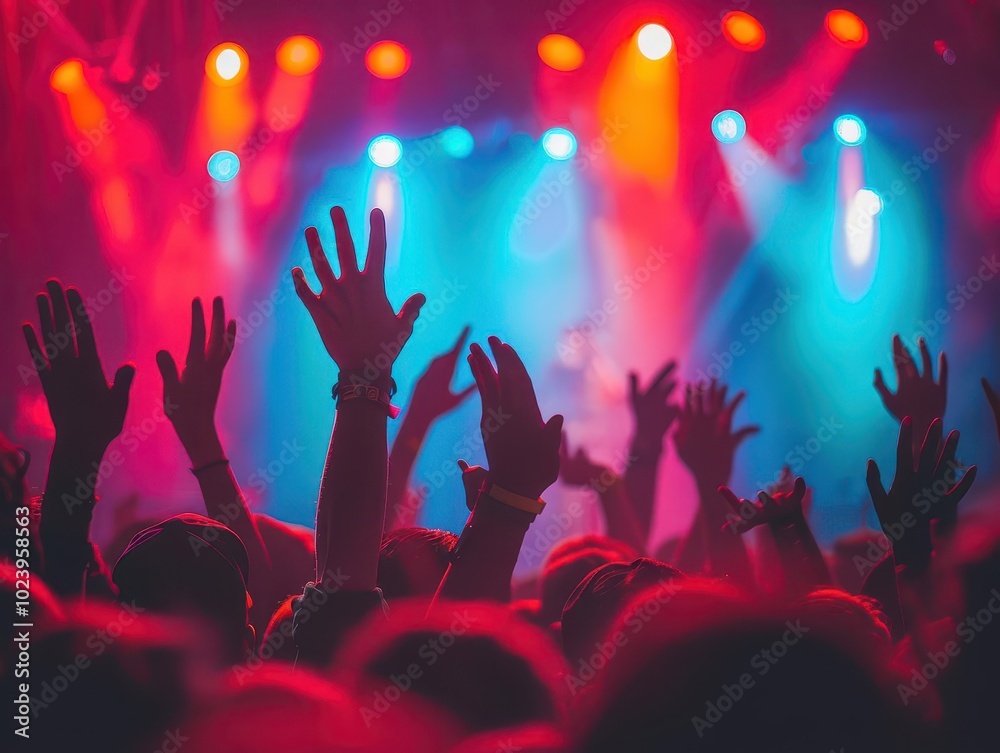 custom made wallpaper toronto digitalUrban Outdoor Concerts, vibrant colors, dynamic lighting, energetic crowd, photography