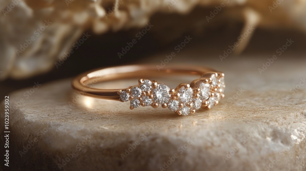 Elegant Rose Gold Ring with Sparkling Diamonds Elegant Rose Gold Ring with Sparkling Diamonds