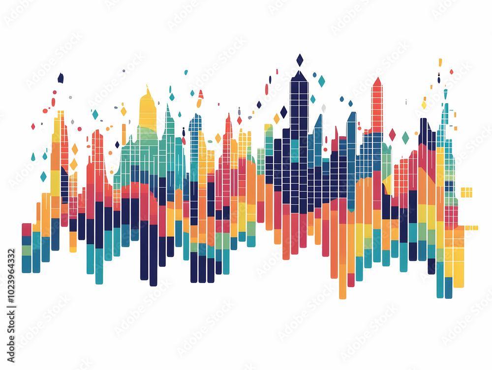 Minimalist Flat Stock Chart Zig Zag Pattern - Wide Shot of Stylized Financial Market Volatility in Vibrant Colors, Geometric Style Representation of Economic Fluctuations Minimalist Flat Stock Chart Zig Zag Pattern - Wide Shot of Stylized Financial Market Volatility in Vibrant Colors, Geometric Style Representation of Economic Fluctuations