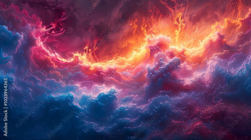 Abstract Cosmic Nebula with Fire and Energy