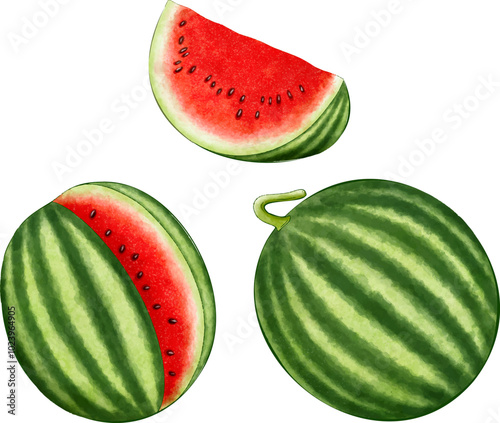 Ripe watermelon and juicy piece