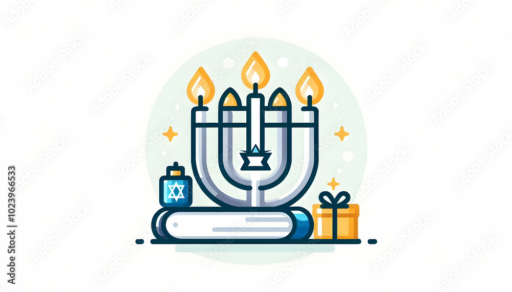 Flat Isolated Hanukkah Candles with Star of David - Ideal for Religious Education and Infographics on Hanukkah Traditions Flat Isolated Hanukkah Candles with Star of David - Ideal for Religious Education and Infographics on Hanukkah Traditions
