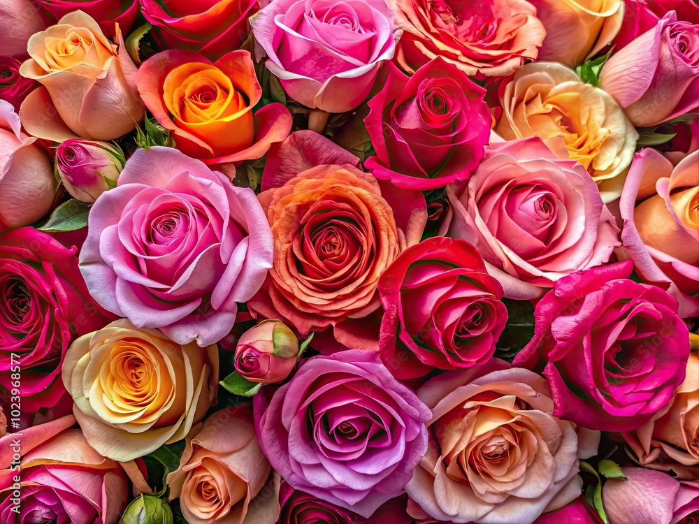 A vivid arrangement of pink roses in multiple shades weaves a lush, romantic scene, filling the air with a vibrant and passionate floral ambiance. A vivid arrangement of pink roses in multiple shades weaves a lush, romantic scene, filling the air with a vibrant and passionate floral ambiance.