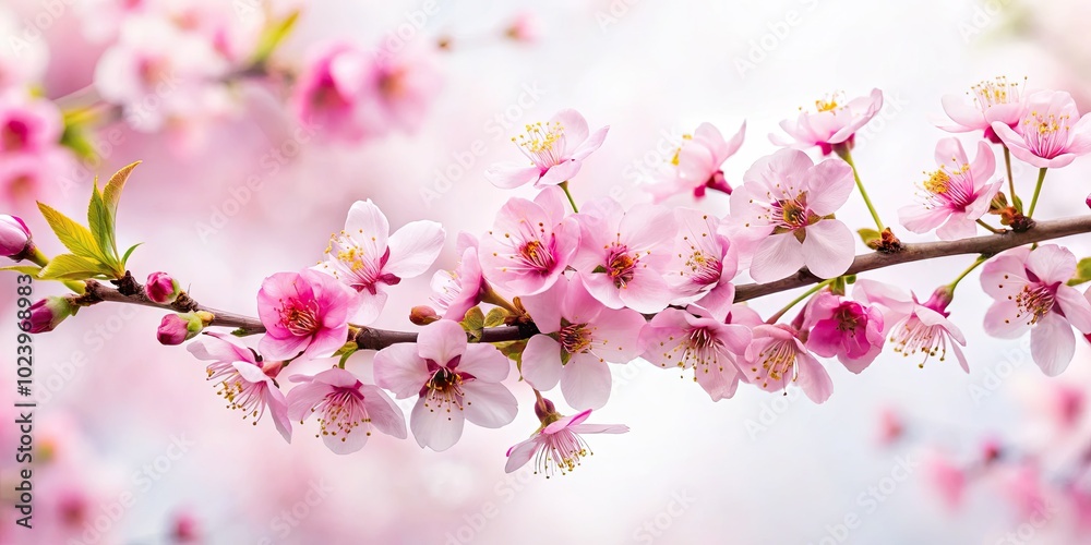 Beautiful Cherry Blossom Isolated on White Background for Spring and Nature Themes Beautiful Cherry Blossom Isolated on White Background for Spring and Nature Themes