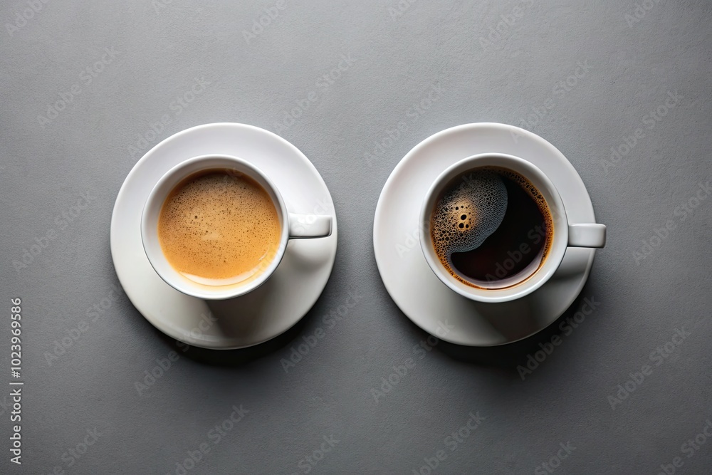 Black and White Coffee Mugs Mockup on Grey Background for Stylish Designs