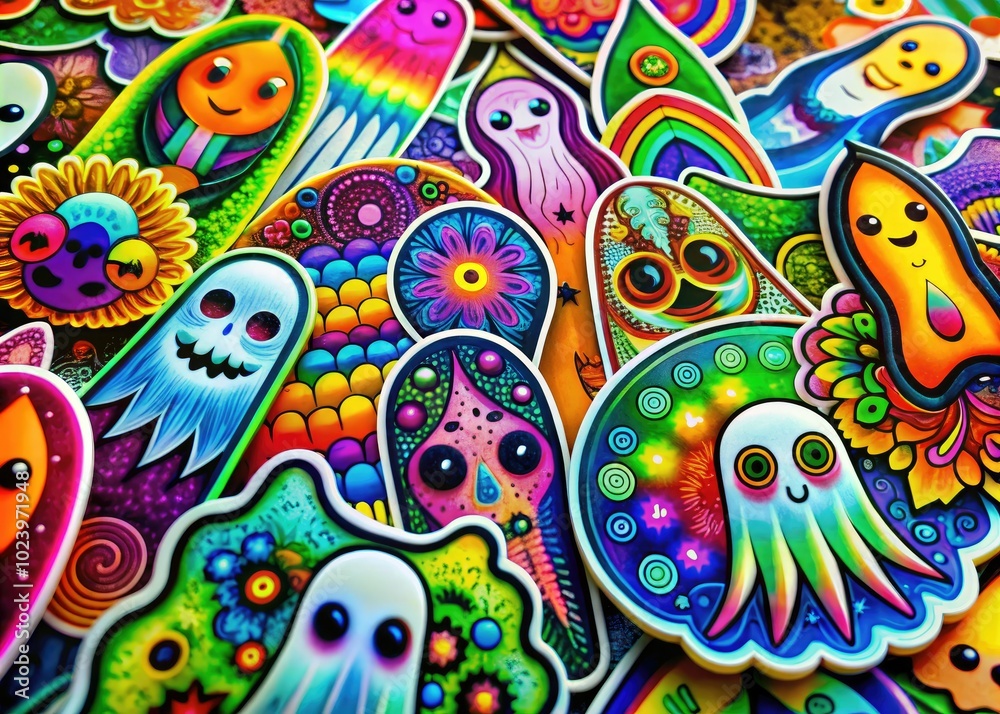 Bright, colorful melting ghost stickers with a psychedelic twist, perfect for vibrant art projects. Add a playful, creative flair to any artistic endeavor! Bright, colorful melting ghost stickers with a psychedelic twist, perfect for vibrant art projects. Add a playful, creative flair to any artistic endeavor!