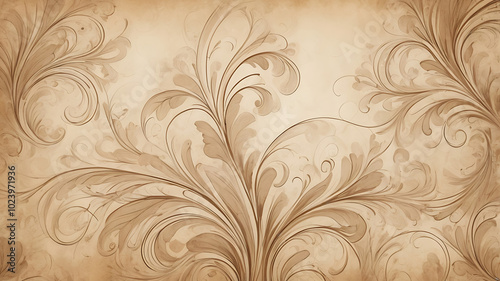 Renaissance-Inspired Abstract Background with Sepia Tones and Intricate Patterns