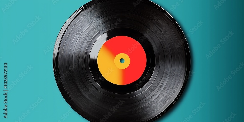 Vinyl Record on Turquoise Background Vinyl Record on Turquoise Background