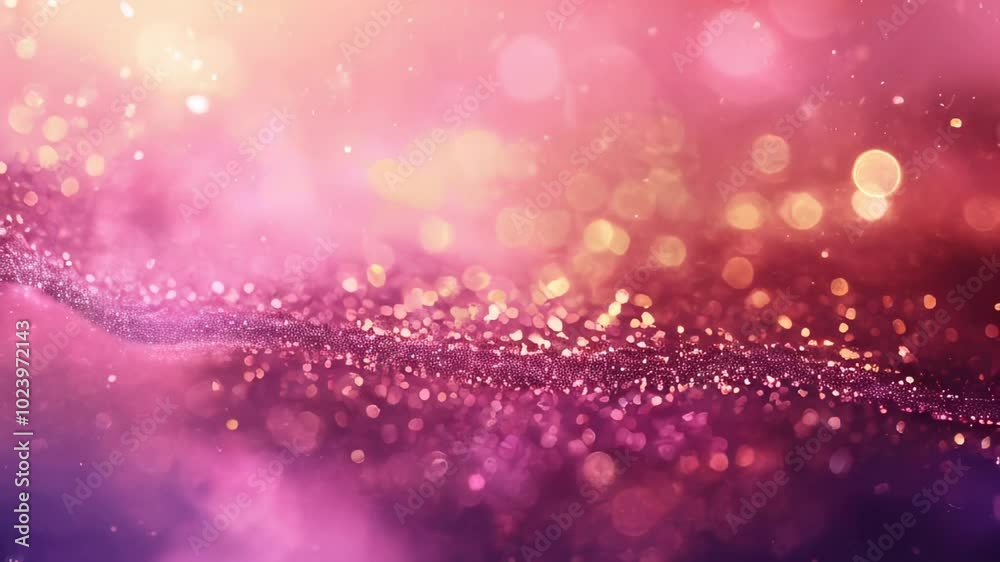 Enchanting pink and purple glitter bokeh background creating a magical and dreamy atmosphere perfect for celebrations and events.