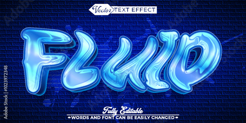 Cartoon Fluid Water Vector Editable Text Effect Template
