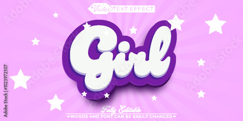 Cute Cartoon Girl Editable Text Effect Template