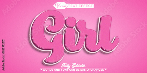 Cute Cartoon Girl Editable Text Effect Template