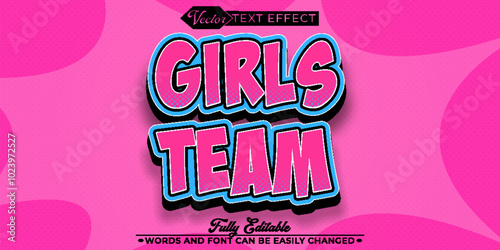 Girls Team Vector Editable Text Effect Template