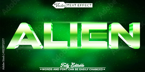 Cartoon Green Alien Invasion Vector Editable Text Effect Template