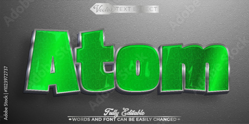 Green Atom Vector Editable Text Effect Template