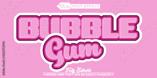 Cartoon Bubble Gum Vector Editable Text Effect Template