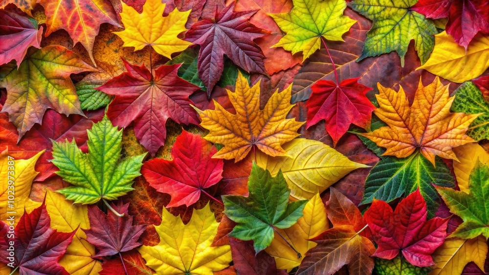 A captivating abstract background showcasing vibrant autumn leaves, perfect for seasonal nature designs and projects, evoking warmth and the beauty of fall foliage.