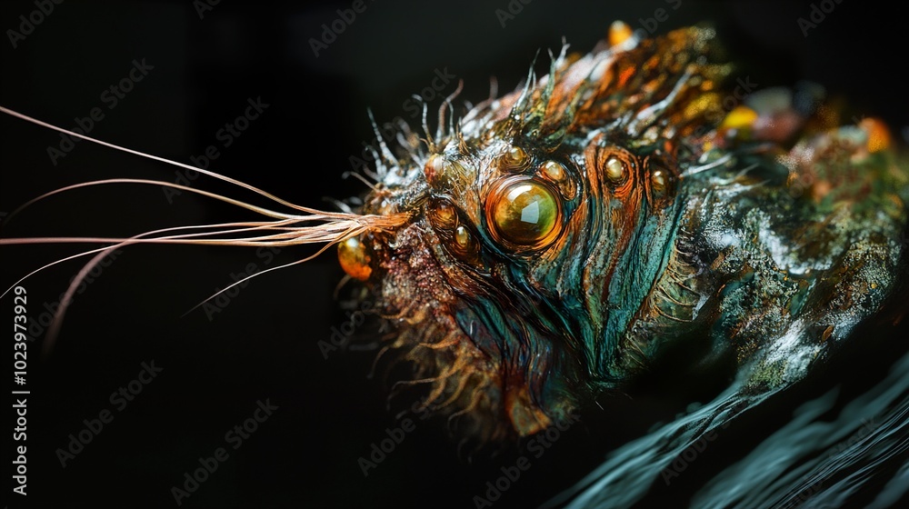 Close-Up of a Surreal Creature with Glowing Eyes Close-Up of a Surreal Creature with Glowing Eyes