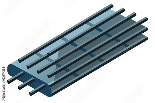 Isolated Reinforcement Steel Bars in Flat Vector Illustration on white background.