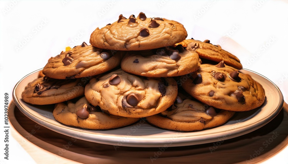 A stack of chocolate chip cookies A stack of chocolate chip cookies