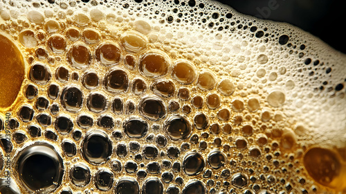 Close-up of beer foam with ...