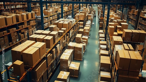 Warehouse Filled with Stacked Boxes