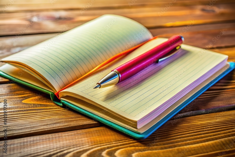 A chic open notebook paired with a stylish pen rests on a wooden desk, crafting a tranquil ambiance perfect for inspiration and reflection in writing. A chic open notebook paired with a stylish pen rests on a wooden desk, crafting a tranquil ambiance perfect for inspiration and reflection in writing.