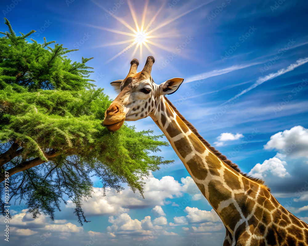 Fototapeta premium giraffe in the sky