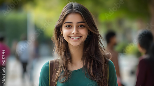 A smiling young woman stand...