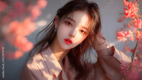 A portrait of a woman surro...