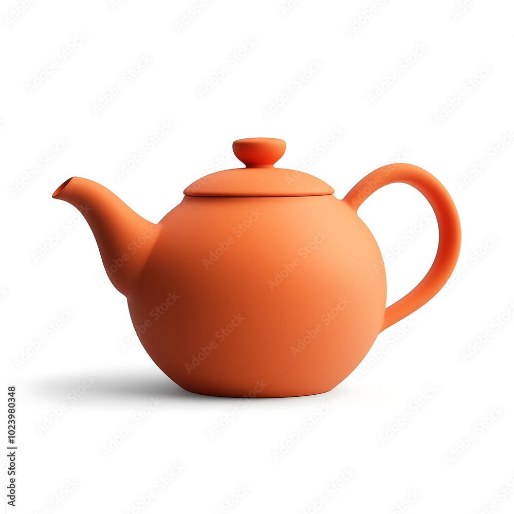 Minimalist Orange Teapot Isolated on White Background Minimalist Orange Teapot Isolated on White Background