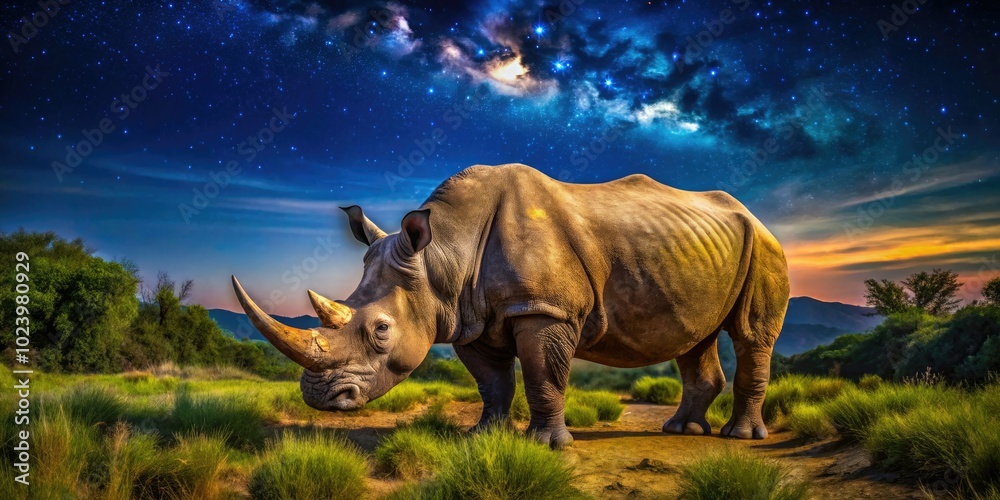 Fototapeta premium Close-up of a Rhino in Kruger National Park â€“ Majestic Wildlife Encounter in South Africa