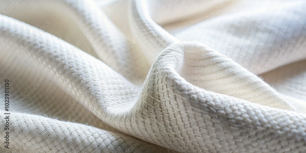 Close-Up of Crisp White Cotton Texture with Delicate Weave for Textile Design and Fashion Applications Close-Up of Crisp White Cotton Texture with Delicate Weave for Textile Design and Fashion Applications