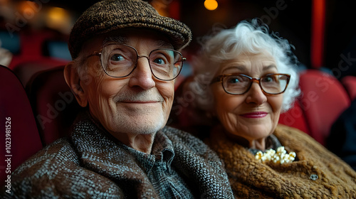 Elderly couple smiling toge...