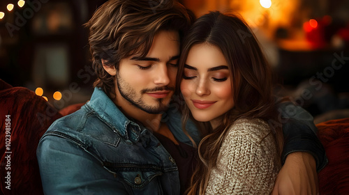 A couple embracing warmly i...