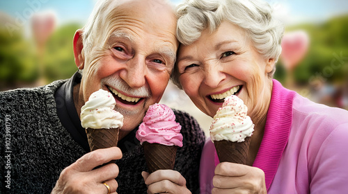 Happy elderly couple enjoyi...