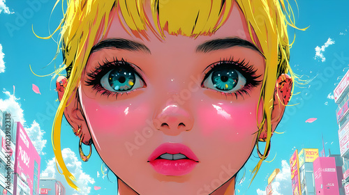 A vibrant, stylized portrai...