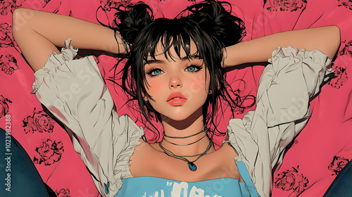 A stylized portrait of a yo...
