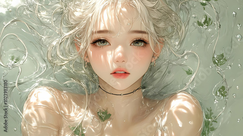 A serene portrait of a youn...