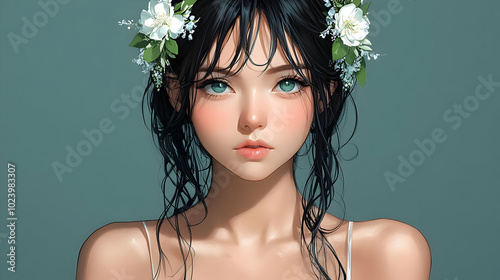 A portrait of a young woman...