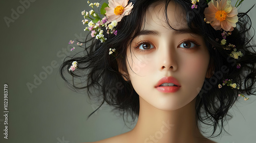 A portrait of a young woman...
