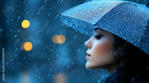 A woman with an umbrella in...