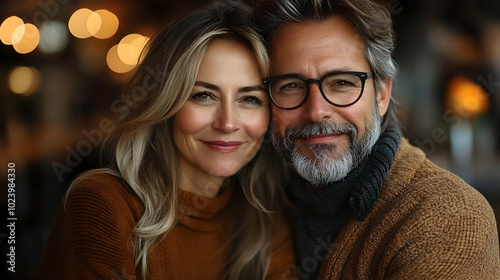 A couple smiling warmly in ...