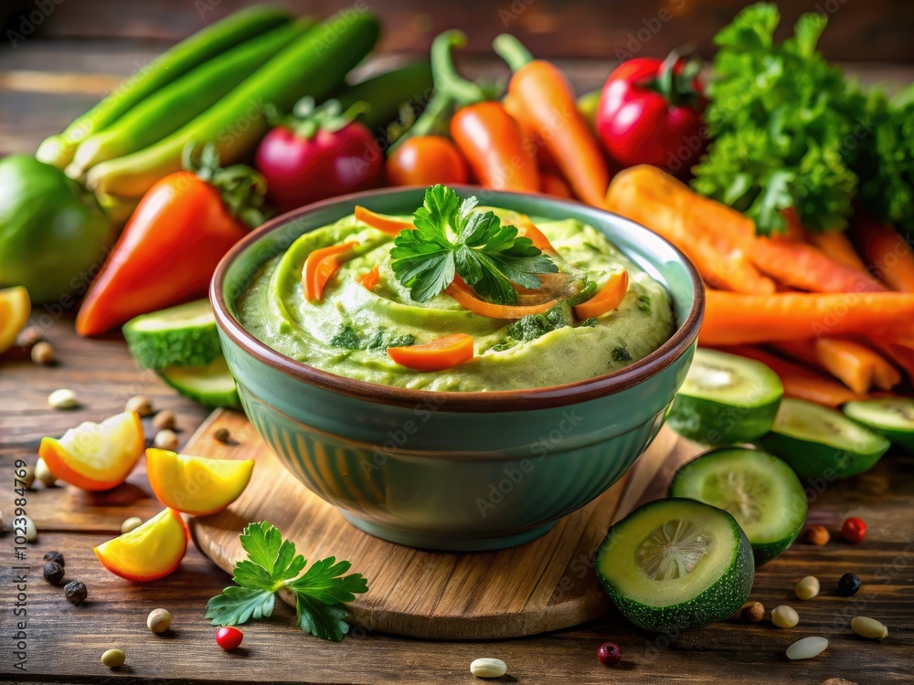Creamy Avocado Dip with Fresh Vegetables for Healthy Snacking Creamy Avocado Dip with Fresh Vegetables for Healthy Snacking