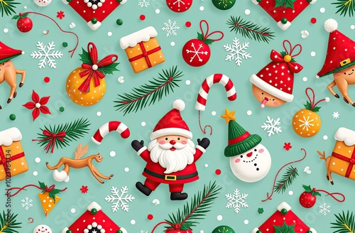 Seamless pattern of Christmas images	
