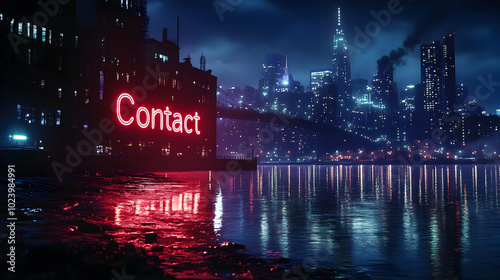 Nighttime cityscape with a ...